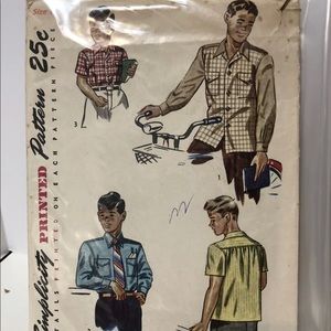 Vintage 40s 50s Boys Sewing Pattern Shirt Jacket